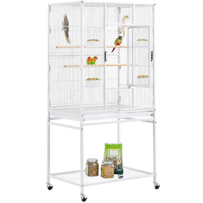 Wrought Iron Standing Large Parrot Parakeet Flight Bird Cage with Stand for Small Parrot Cockatiel Sun Parakeet, Customized