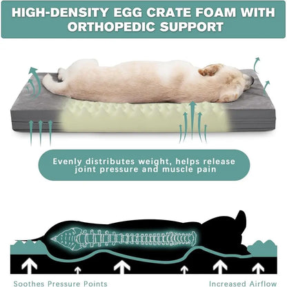 Waterproo Outdoor Dog Bed Large Medium Sized Dogs, Washable Crate Pad 35 inch, oam Orthopedic Pet Beds with Removable Cover,Durable.